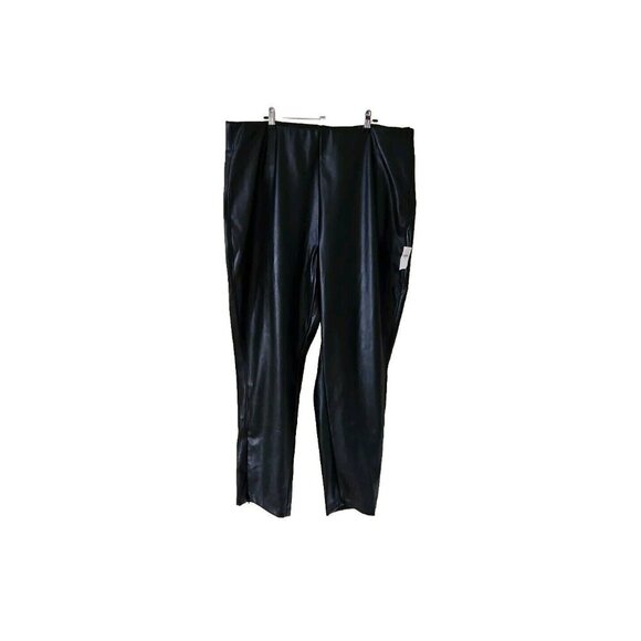 Old Navy Pants - Old Navy Pants Womens US20 Black High Rise Faux Leather Zip Goth Office